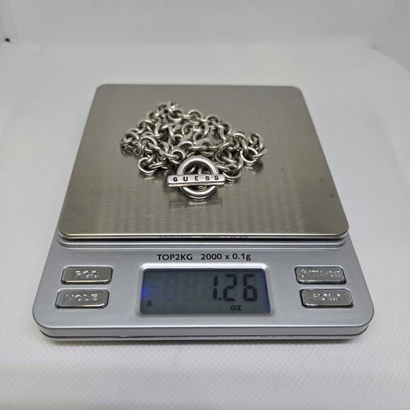 💥3/$24💥 GUESS Chunky Necklace Silver O Ring Link Toggle Catch Y2K - Picture 5 of 6